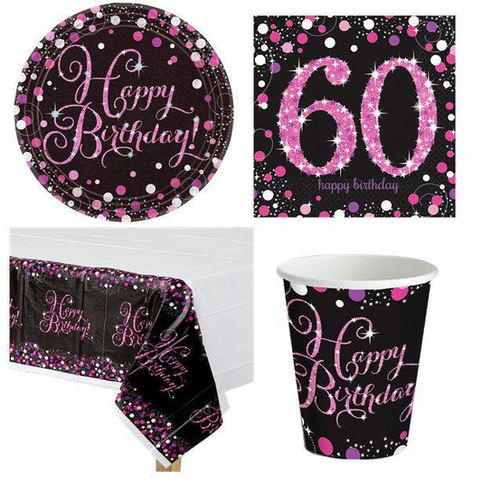 Pink Celebration 60th Birthday - Value Party Pack For 8