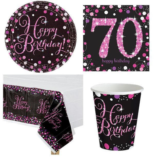 Pink Celebration 70th Birthday - Value Party Pack For 8