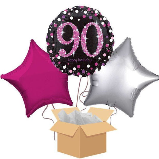 Happy 90th Birthday Pink Balloon Bouquet- Delivered Inflated