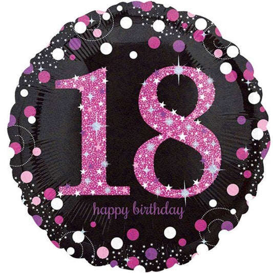 Happy 18th Birthday Pink Holographic Foil Balloon - 18"