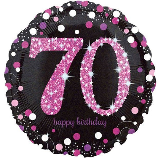 Happy 70th Birthday Pink Holographic Foil Balloon - 18"