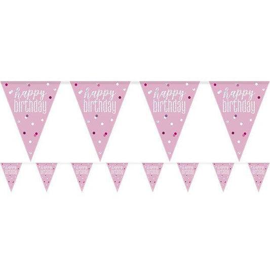 Pink 'Happy Birthday' Plastic Bunting - 2.75m