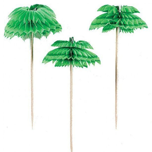 Palm Tree Honeycomb Drink Picks - 10cm (12pk)