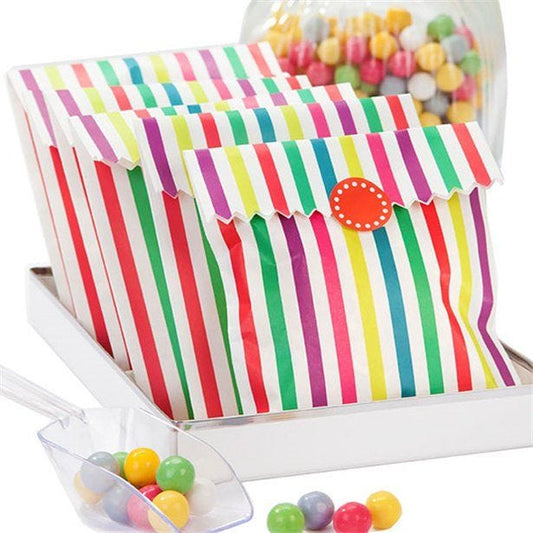 Rainbow Stripe Paper Bags - 21cm (10pk)