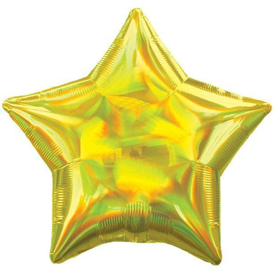 Yellow Iridescent Star Balloon - 18" Foil