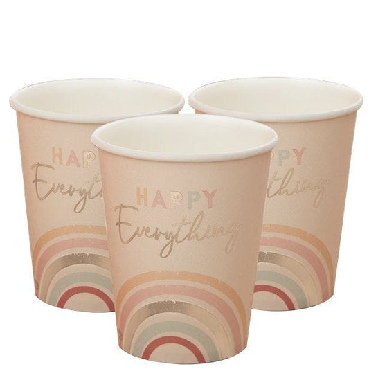 Happy Everything Natural Rainbow Birthday Party Cups (8pk)