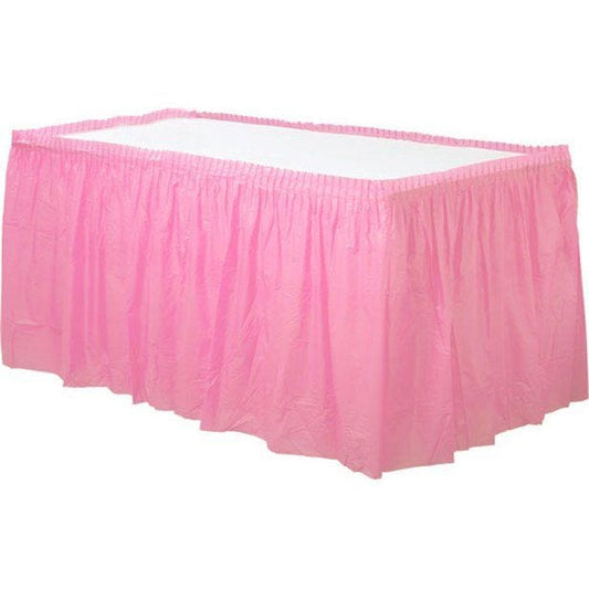 Baby Pink Plastic Tableskirt - 73cm x 4.2m