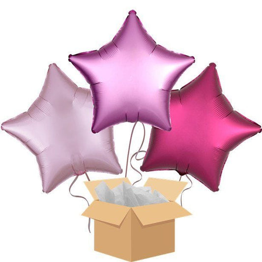 Pink Star Mix Balloon Bouquet - Delivered Inflated