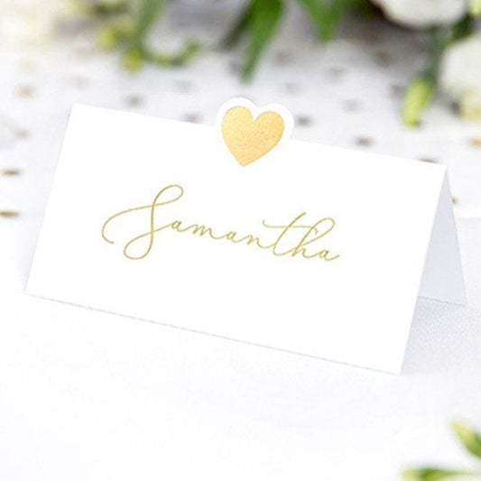 Gold Heart Wedding Place Cards (10pk)
