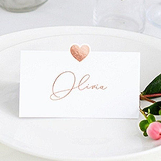 Rose Gold Heart Wedding Place Cards (10pk)
