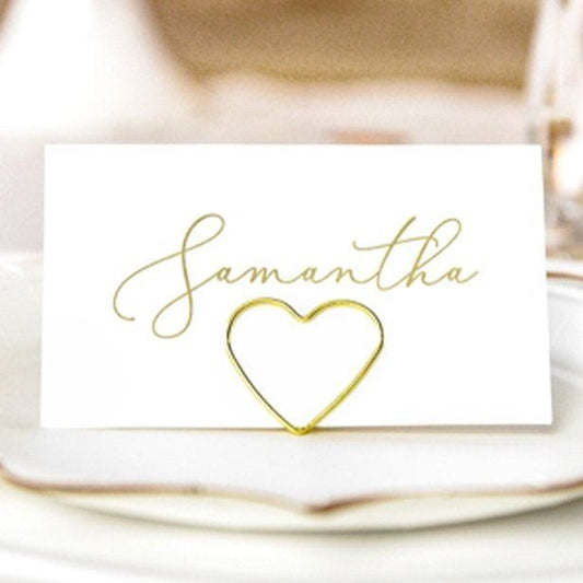 Gold Heart Place Card Holders (10pk)