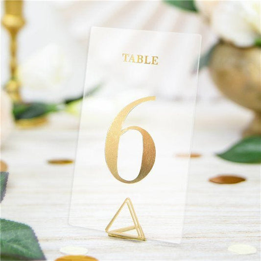 Transparent Gold Table Numbers - 1-20 (20pk)