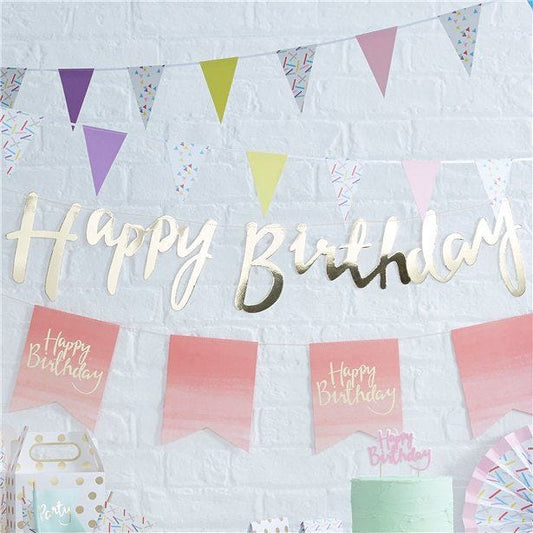 Pick & Mix Happy Birthday Gold Letter Bunting - 1.5m