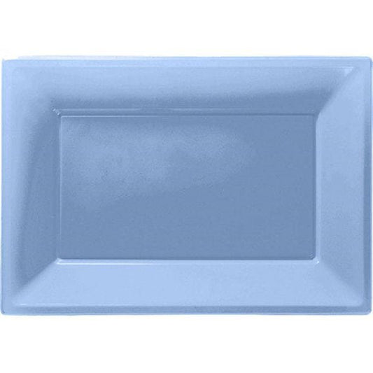 Baby Blue Plastic Serving Platters - 23cm x 32cm (3pk)