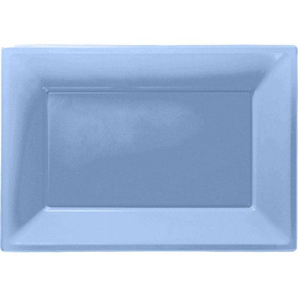 Baby Blue Plastic Serving Platters - 23cm x 32cm (3pk)