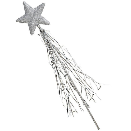Silver Glitter Wand with Tinsel