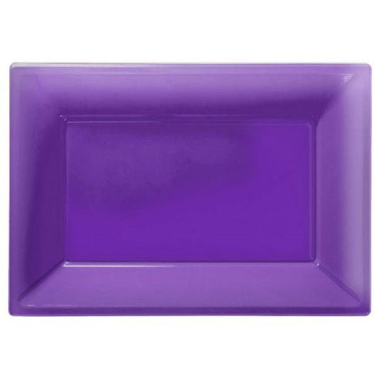 Purple Plastic Serving Platters - 23cm x 32cm (3pk)