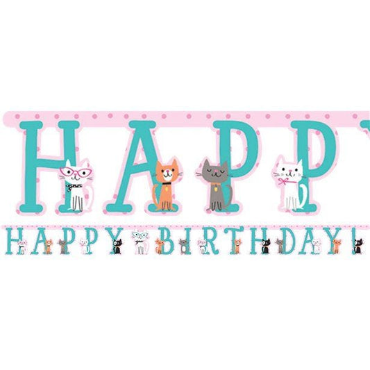 Purr-fect Party 'Happy Birthday' Paper Banner - 3m