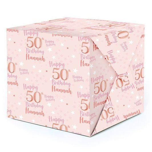 50th Birthday Glitz & Glamour Personalised Wrapping Paper - 62 x 100cm Sheet
