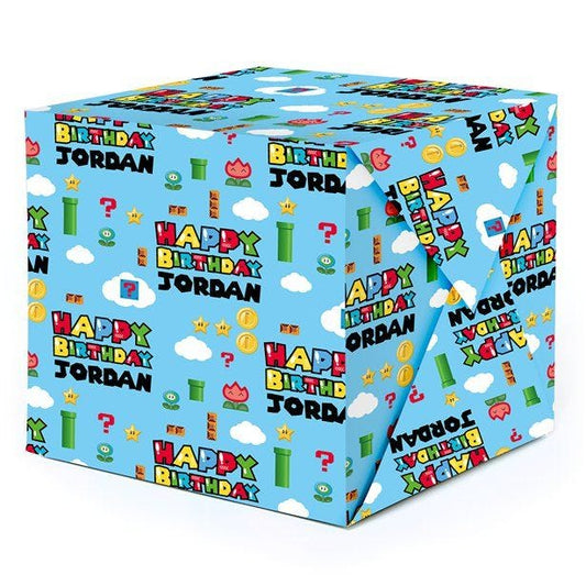 Super Mario Style Personalised Wrapping Paper- 62 x 100cm Sheet