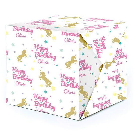 Unicorn Sparkle Personalised Wrapping Paper - 62 x 100cm Sheet