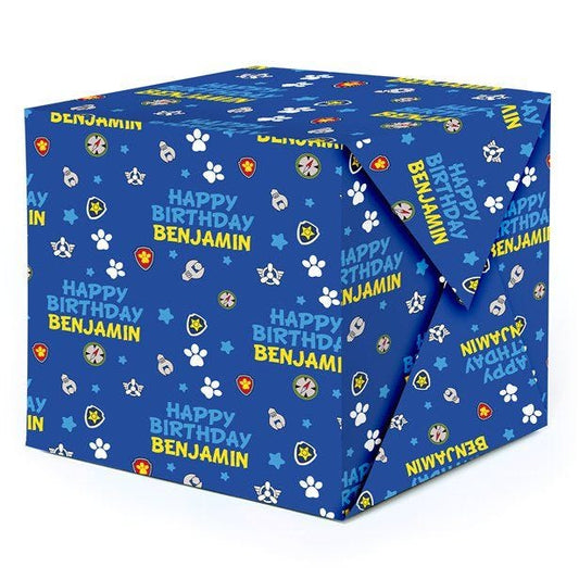 Paw Patrol Style Personalised Wrapping Paper - 62 x 100cm Sheet