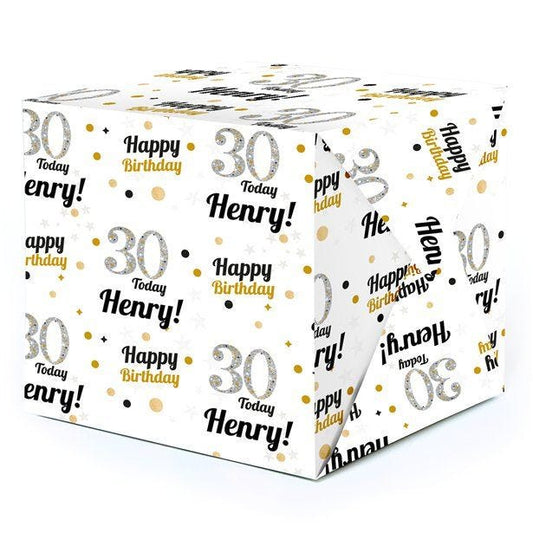 30th Sparkling Celebration Personalised Wrapping Paper - 62 x 100cm Sheet