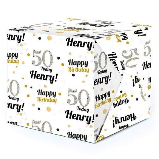50th Sparkling Celebration Personalised Wrapping Paper - 62 x 100cm Sheet
