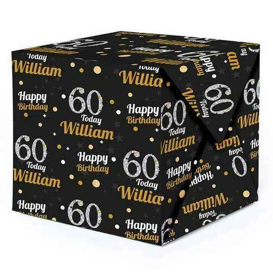 60th Sparkling Celebration Personalised Wrapping Paper - 62 x 100cm Sheet