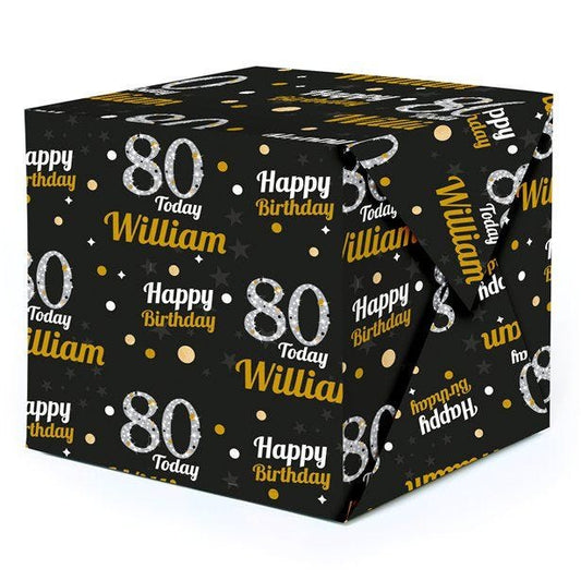 80th Sparkling Celebration Personalised Wrapping Paper - 62 x 100cm Sheet