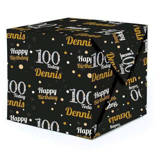 100th Sparkling Celebration Personalised Wrapping Paper - 62 x 100cm Sheet