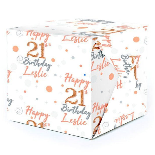 21st Sparkling Fizz Personalised Wrapping Paper - 62 x 100cm Sheet