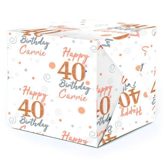 40th Sparkling Fizz Personalised Wrapping Paper - 62 x 100cm Sheet