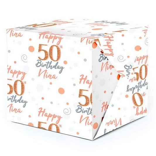 50th Sparkling Fizz Personalised Wrapping Paper - 62 x 100cm Sheet