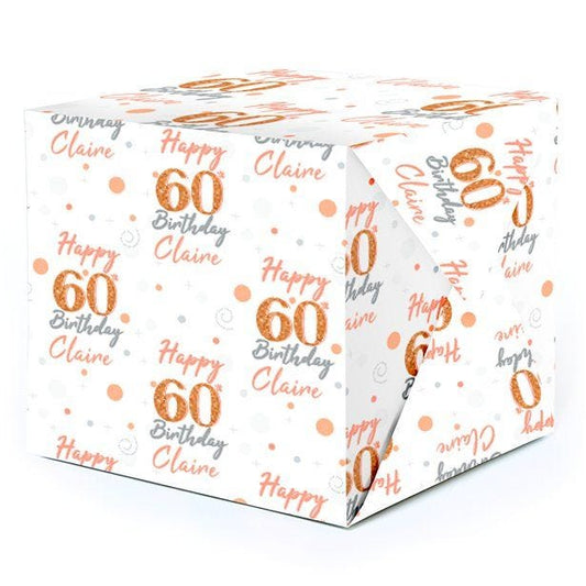 60th Sparkling Fizz Personalised Wrapping Paper - 62 x 100cm Sheet