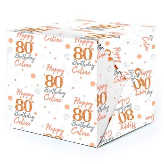 80th Sparkling Fizz Personalised Wrapping Paper - 62 x 100cm Sheet