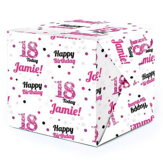 18th Birthday Pink Celebration Personalised Wrapping Paper - 62 x 100cm Sheet