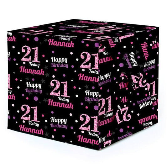 21st Birthday Pink Celebration Personalised Wrapping Paper - 62 x 100cm Sheet