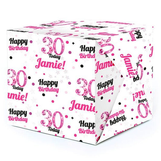 30th Birthday Pink Celebration Personalised Wrapping Paper - 62 x 100cm Sheet