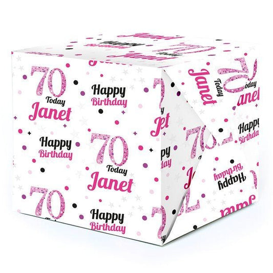 70th Birthday Pink Celebration Personalised Wrapping Paper - 62 x 100cm Sheet