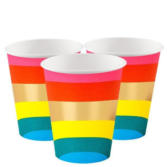 Rainbow Paper Cups - 250ml (8pk)