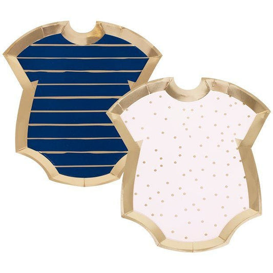 Gender Reveal Navy & Pink Baby Grow Shaped Plates (8pk)