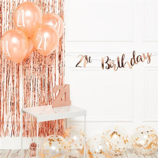 21st Birthday Rose Gold Decoration Kit - Deluxe