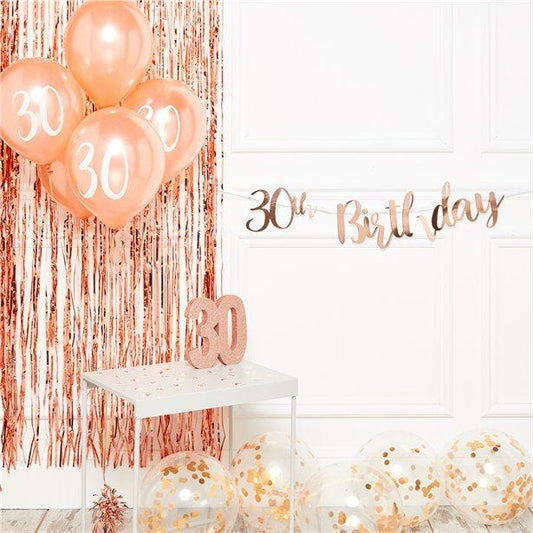 30th Birthday Rose Gold Decoration Kit - Deluxe