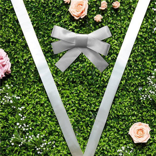 Silver Wedding Car Ribbon & Bows Kit - 9m