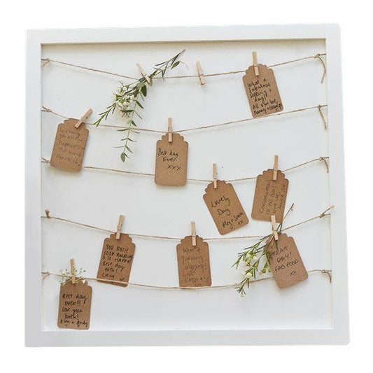 Rustic Country Peg & String Framed Guestbook