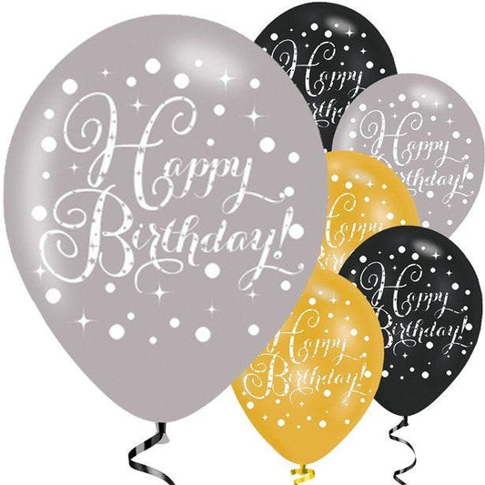 Sparkling Celebration Happy Birthday Balloons - 11" Latex (6pk)