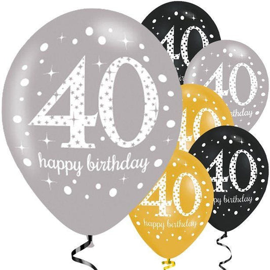 Sparkling Celebration 40th Birthday Balloons - 11" Latex (6pk)
