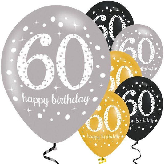 Sparkling Celebration 60th Birthday Balloons - 11" Latex (6pk)