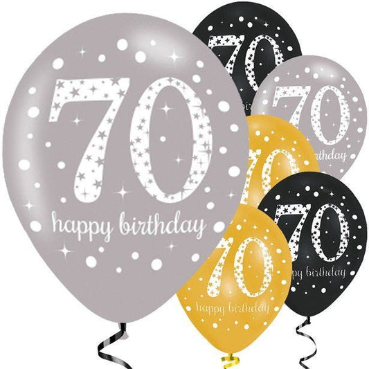 Sparkling Celebration 70th Birthday Balloons - 11" Latex (6pk)